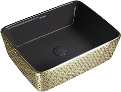 Grossman Раковина накладная Color 48 GR-3016GBR золото/черная – фотография-1